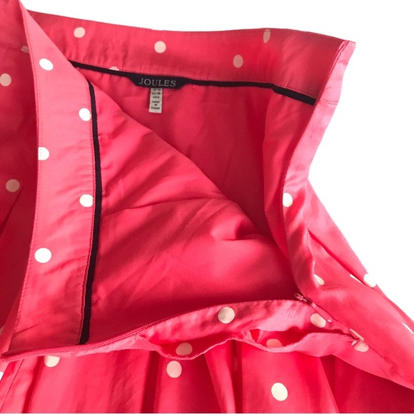 🌻4/$20 Joules Viven Sky Coral Polka Dot Lined Full Circle Skirt Size 6 - Picture 2 of 11
